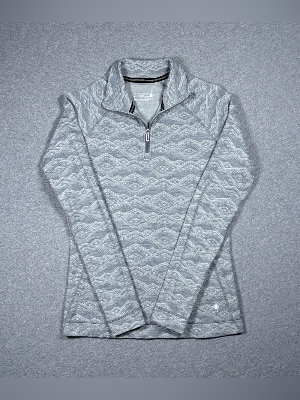 Smartwool Merino 250 Base Layer 1/4 Zip Gray Women’s Medium Mountain Fair Isle